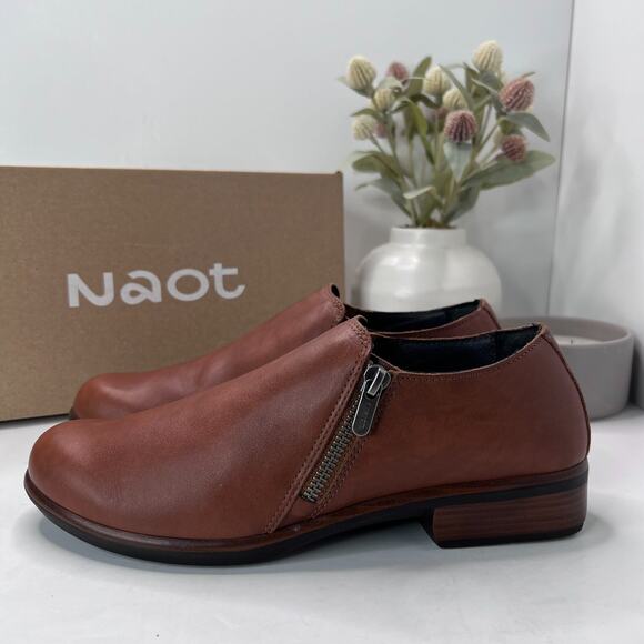 Naot Autan Brown Peanut Leather Double Side Zipper Shoes 17481 Women's EU 40/9 - Picture 1 of 10